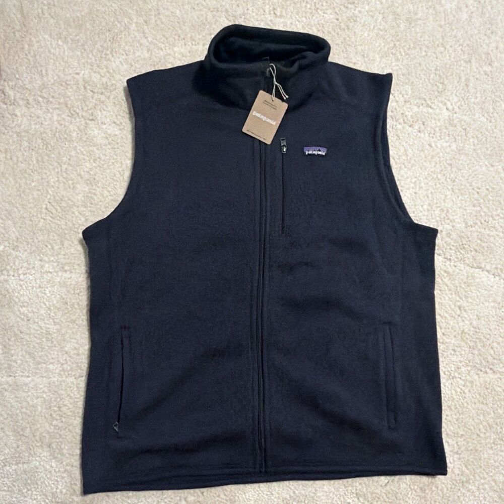 NWT Patagonia Better Sweater Vest Mens 2XL Navy Full Zip Embroidered Back Logo